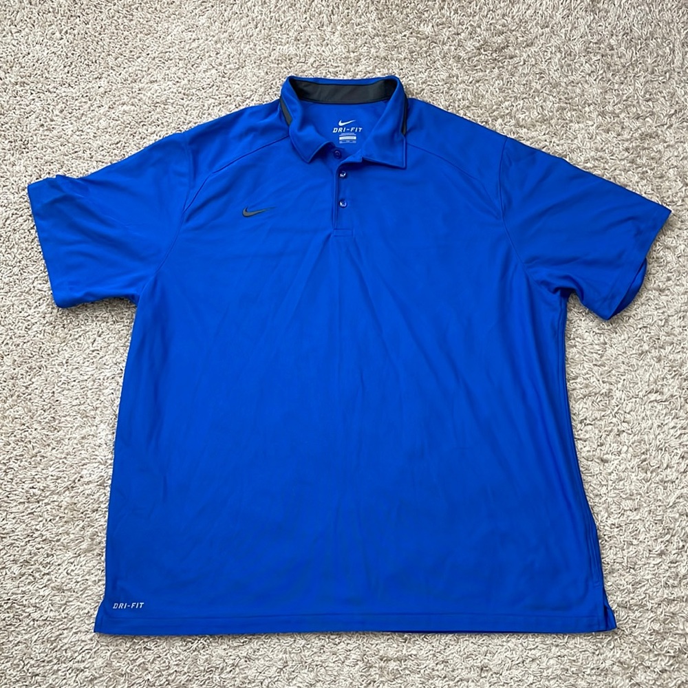 EUC Men’s Nike Dri-Fit Blue/Black Accents Short Sleeve Polo Size XXL